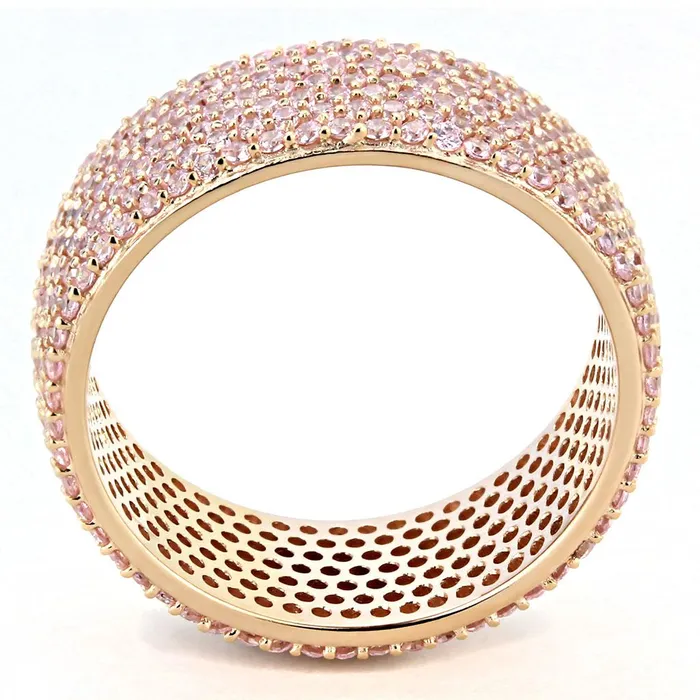 Rings Alamode TS612 Rose Gold 925 Sterling Silver Ring with AAA Grade CZ in Light Rose