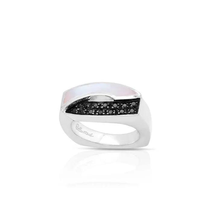 Rings Belle Etoile Belle Etoile Pirouette Ring White MotherofPearl Black Stone