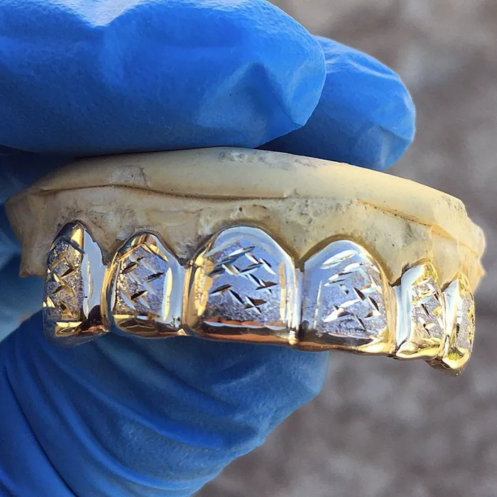 Rings Bling Cartel Admin 10K Gold TwoTone DiamondCut Diamond Dust Custom Grillz