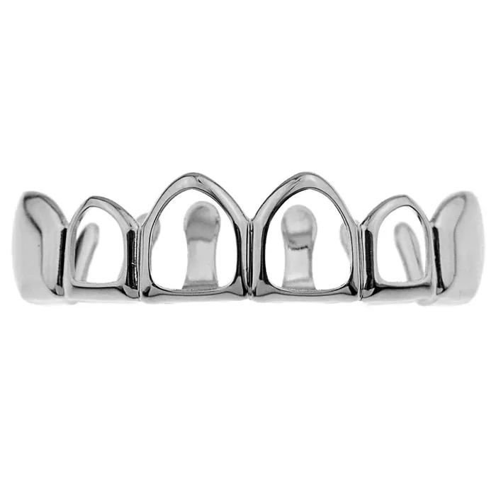 Rings Bling Cartel Admin Silver 4 Open Face Top Teeth Grillz