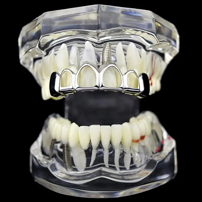 Rings Bling Cartel Admin Silver 4 Open Face Top Teeth Grillz