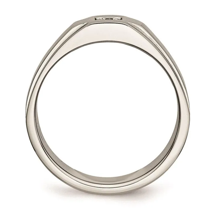 Rings Chisel Stainless Steel Brushed and Polished with CZ Ring Rings Chisel Stainless Steel Brushed and Polished with CZ Ring