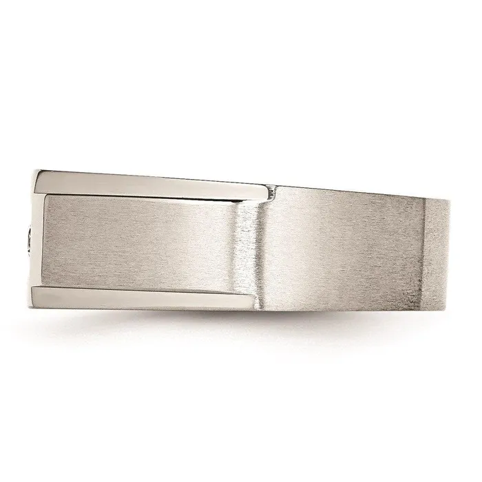 Rings Chisel Stainless Steel Brushed and Polished with CZ Ring Rings Chisel Stainless Steel Brushed and Polished with CZ Ring