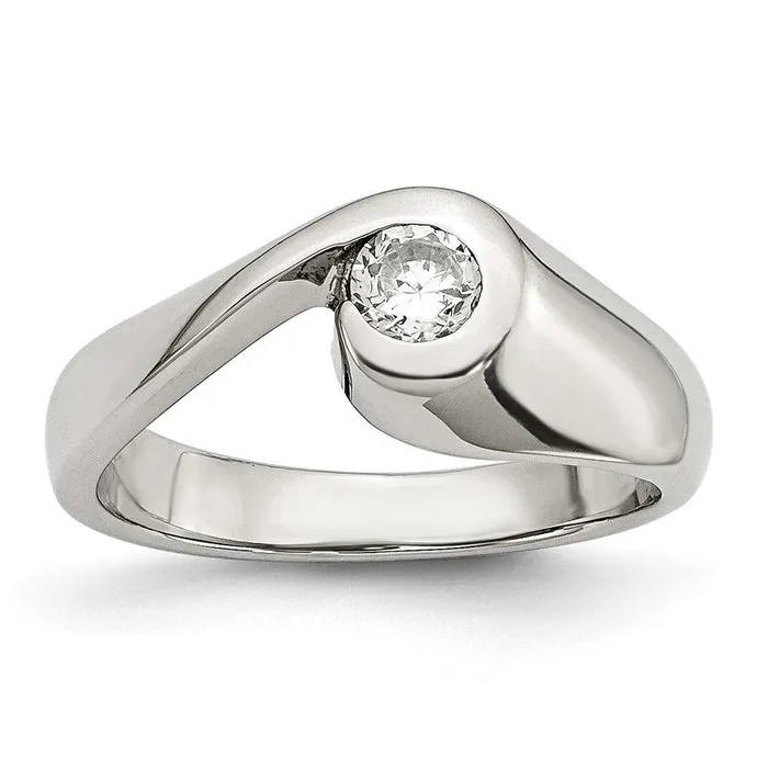 Rings Chisel Stainless Steel CZ Ring