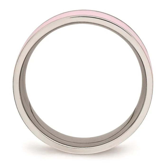 Rings Chisel Stainless Steel Polished Pink Ceramic Ring Rings Chisel Stainless Steel Polished Pink Ceramic Ring
