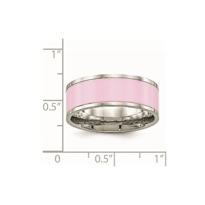 Rings Chisel Stainless Steel Polished Pink Ceramic Ring Rings Chisel Stainless Steel Polished Pink Ceramic Ring