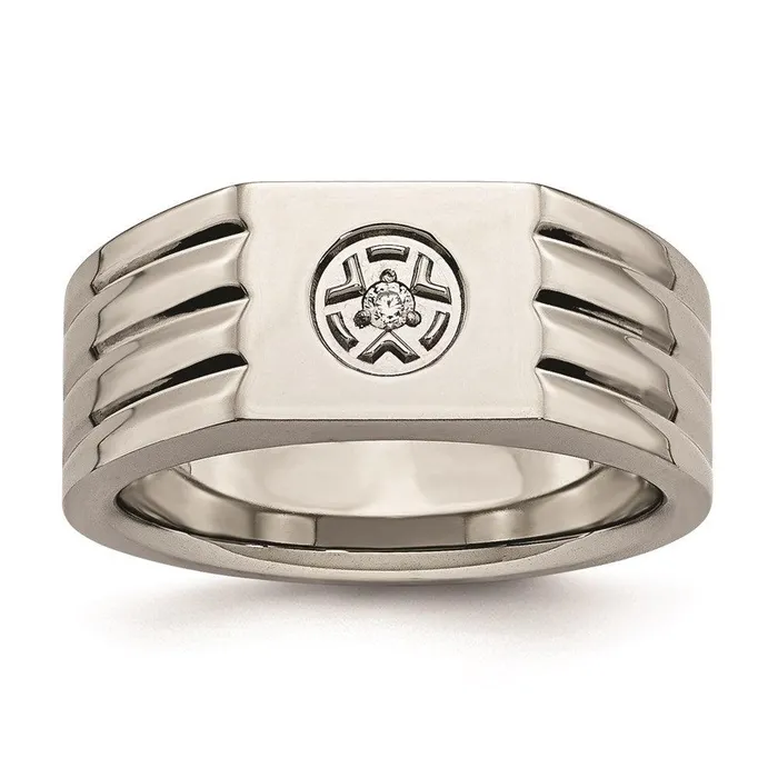 Rings Chisel Stainless Steel Polished with CZ Ring