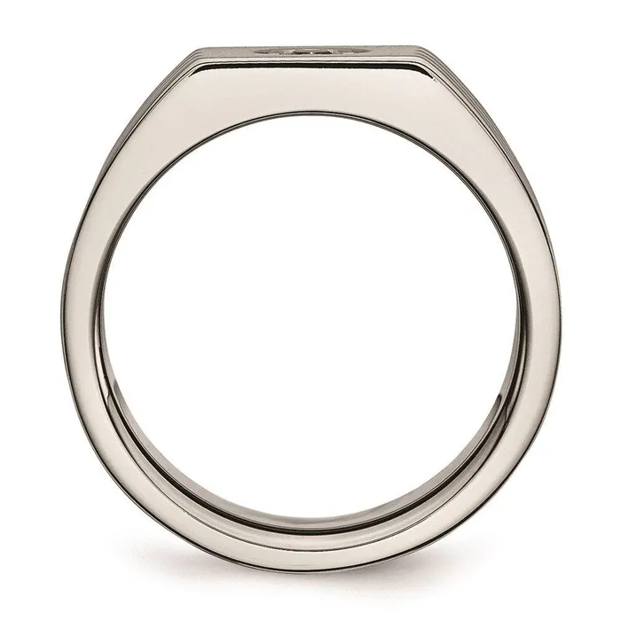 Rings Chisel Stainless Steel Polished with CZ Ring Rings Chisel Stainless Steel Polished with CZ Ring