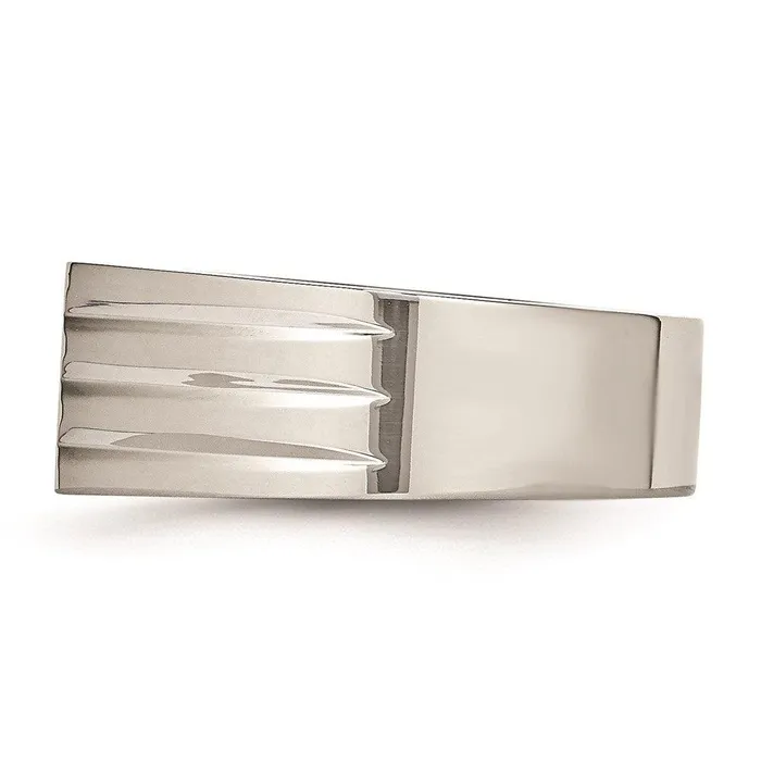 Rings Chisel Stainless Steel Polished with CZ Ring Rings Chisel Stainless Steel Polished with CZ Ring