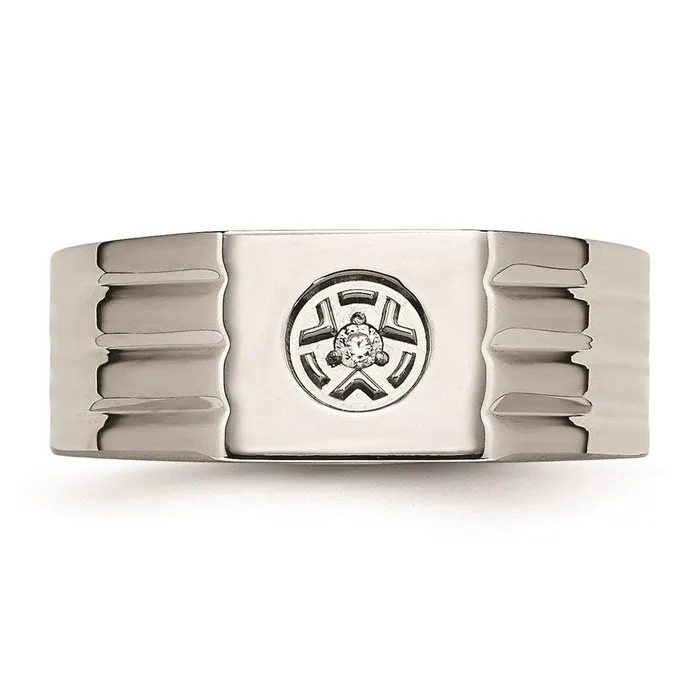 Rings Chisel Stainless Steel Polished with CZ Ring Rings Chisel Stainless Steel Polished with CZ Ring