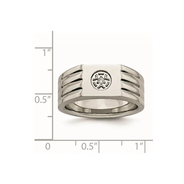 Rings Chisel Stainless Steel Polished with CZ Ring Rings Chisel Stainless Steel Polished with CZ Ring
