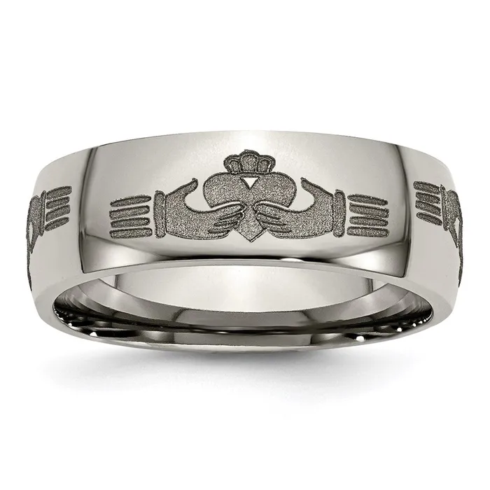 Rings Chisel Titanium 8mm Laser Design Polished Band TB2N