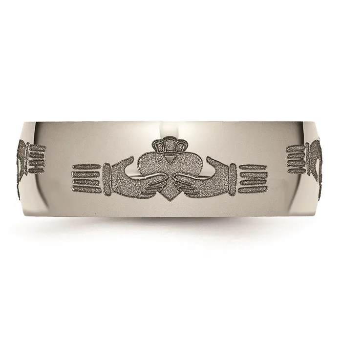 Rings Chisel Titanium 8mm Laser Design Polished Band TB2N Rings Chisel Titanium 8mm Laser Design Polished Band TB2N