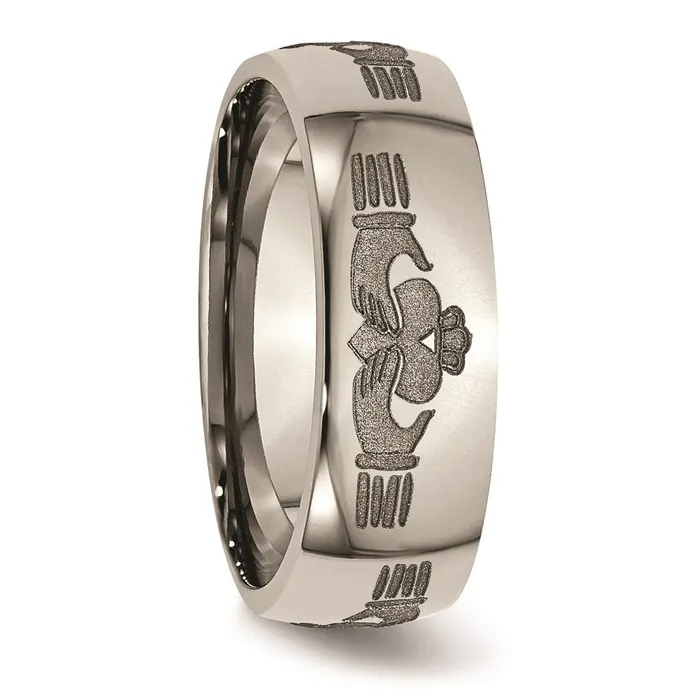 Rings Chisel Titanium 8mm Laser Design Polished Band TB2N Rings Chisel Titanium 8mm Laser Design Polished Band TB2N
