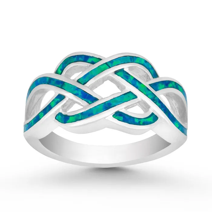 Rings Classic Sterling Silver Blue Inlay Opal Ring