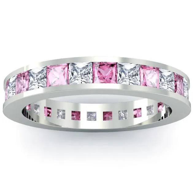 Rings deBebians Eternity Birthstone Ring with Diamonds and Pink Sapphires Rings deBebians Eternity Birthstone Ring with Diamonds and Pink Sapphires