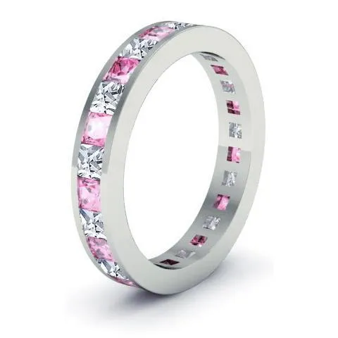 Rings deBebians Eternity Birthstone Ring with Diamonds and Pink Sapphires