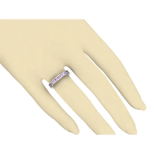 Rings deBebians Eternity Birthstone Ring with Diamonds and Pink Sapphires