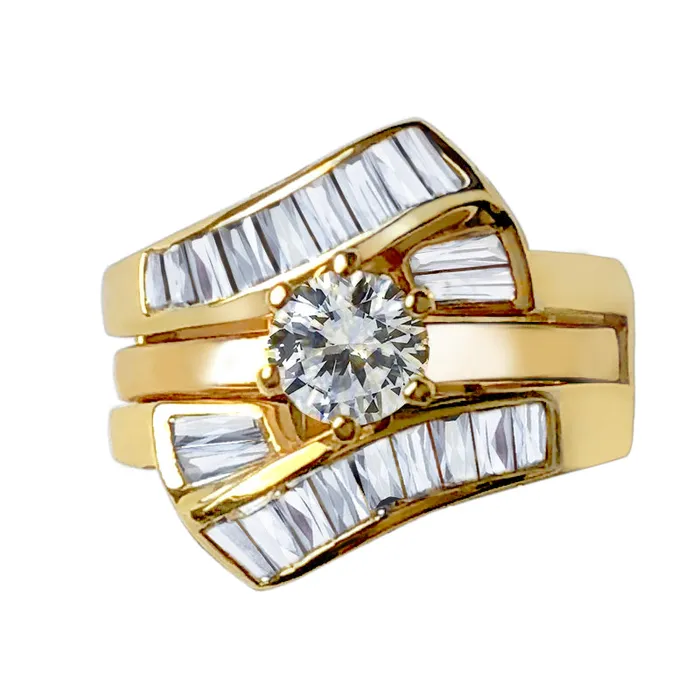 Rings LOAS1373 Sterling Silver 925 ring set with gold plating in AAA grade CZ ships in one day Alamode Rings LOAS1373 Sterling Silver 925 ring set with gold plating in AAA grade CZ ships in one day Alamode
