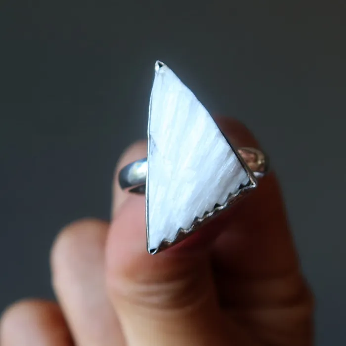 Rings Satin Crystals Scolecite Ring Pinnacle Sterling Silver Size 9