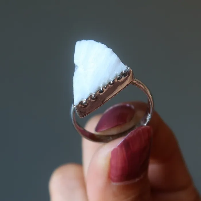 Rings Satin Crystals Scolecite Ring Pinnacle Sterling Silver Size 9