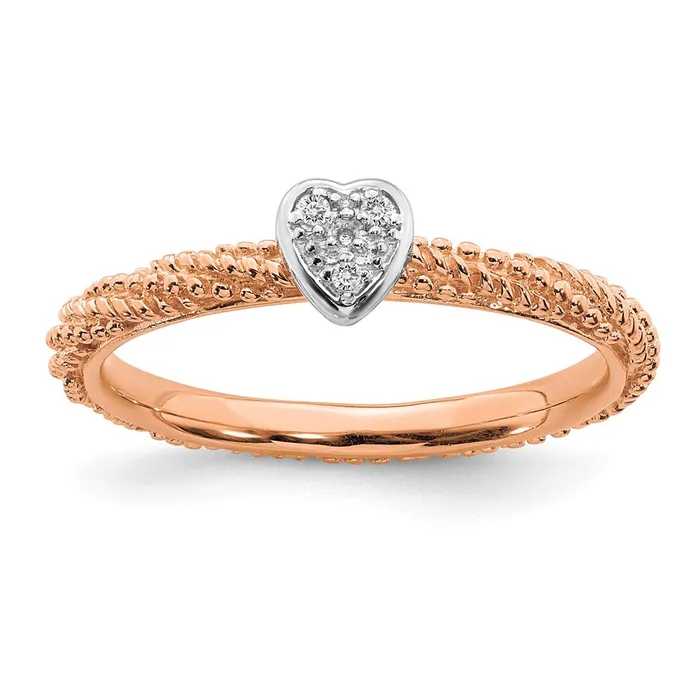 Rings Stackable Expressions Sterling Silver Diamond Stackable Expressions Rose Gold Plated Heart Ring QSK1828 Rings Stackable Expressions Sterling Silver Diamond Stackable Expressions Rose Gold Plated Heart Ring QSK1828