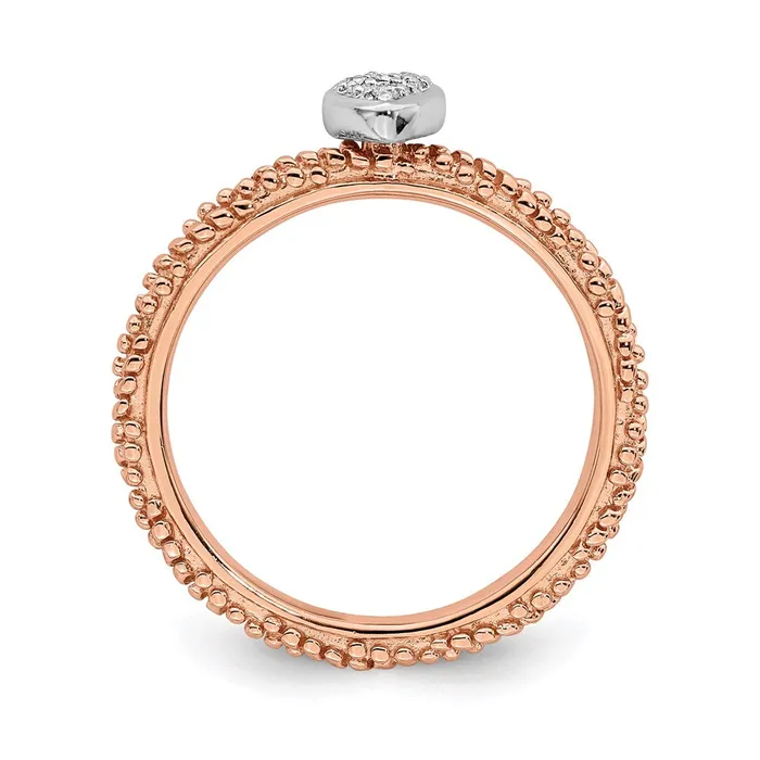 Rings Stackable Expressions Sterling Silver Diamond Stackable Expressions Rose Gold Plated Heart Ring QSK1828 Rings Stackable Expressions Sterling Silver Diamond Stackable Expressions Rose Gold Plated Heart Ring QSK1828