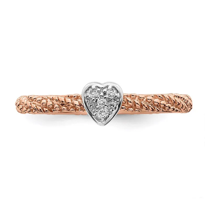Rings Stackable Expressions Sterling Silver Diamond Stackable Expressions Rose Gold Plated Heart Ring QSK1828 Rings Stackable Expressions Sterling Silver Diamond Stackable Expressions Rose Gold Plated Heart Ring QSK1828