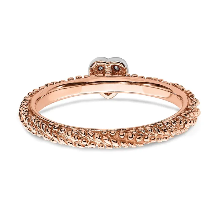 Rings Stackable Expressions Sterling Silver Diamond Stackable Expressions Rose Gold Plated Heart Ring QSK1828 Rings Stackable Expressions Sterling Silver Diamond Stackable Expressions Rose Gold Plated Heart Ring QSK1828
