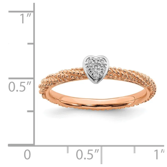 Rings Stackable Expressions Sterling Silver Diamond Stackable Expressions Rose Gold Plated Heart Ring QSK1828 Rings Stackable Expressions Sterling Silver Diamond Stackable Expressions Rose Gold Plated Heart Ring QSK1828