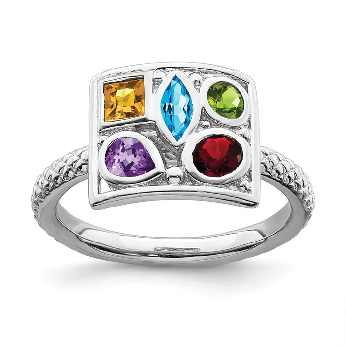 Rings Stackable Expressions Sterling Silver Stackable Expressions Gemstone Ring QSK796 Rings Stackable Expressions Sterling Silver Stackable Expressions Gemstone Ring QSK796