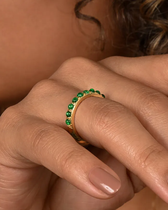 Rings TAMSIN RASOR Emerald Half Eternity Ring Rings TAMSIN RASOR Emerald Half Eternity Ring