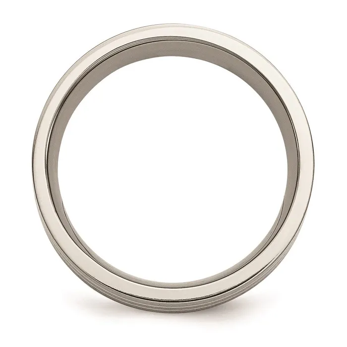 Rings Titanium Sterling Silver Inlay Flat 8mm Brushed Band TB213 Chisel Rings Titanium Sterling Silver Inlay Flat 8mm Brushed Band TB213 Chisel