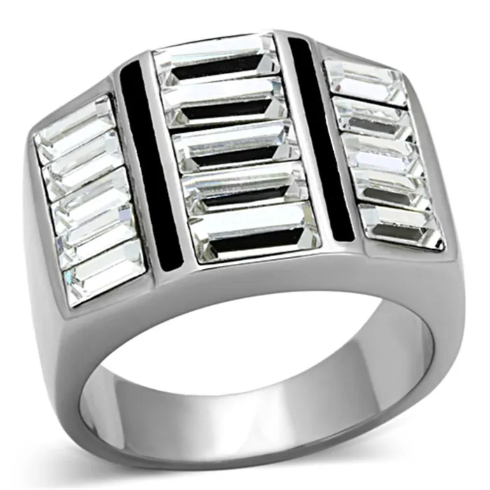 Rings TK1185 High polished no plating Stainless Steel Ring with Top Grade Crystal in Clear Alamode Rings TK1185 High polished no plating Stainless Steel Ring with Top Grade Crystal in Clear Alamode