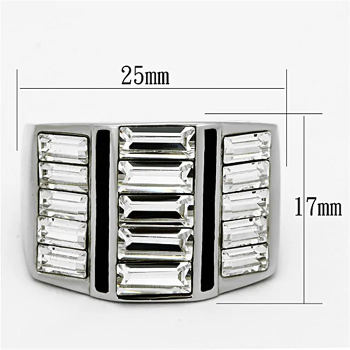 Rings TK1185 High polished no plating Stainless Steel Ring with Top Grade Crystal in Clear Alamode