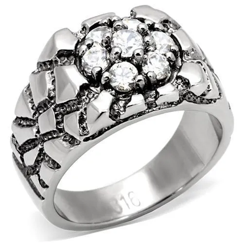 Rings TK121 High polished no plating Stainless Steel Ring with AAA Grade CZ in Clear Alamode Rings TK121 High polished no plating Stainless Steel Ring with AAA Grade CZ in Clear Alamode