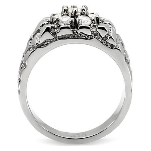 Rings TK121 High polished no plating Stainless Steel Ring with AAA Grade CZ in Clear Alamode