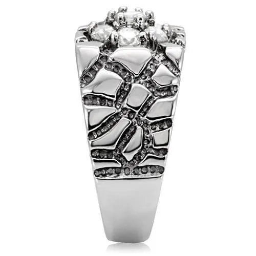 Rings TK121 High polished no plating Stainless Steel Ring with AAA Grade CZ in Clear Alamode