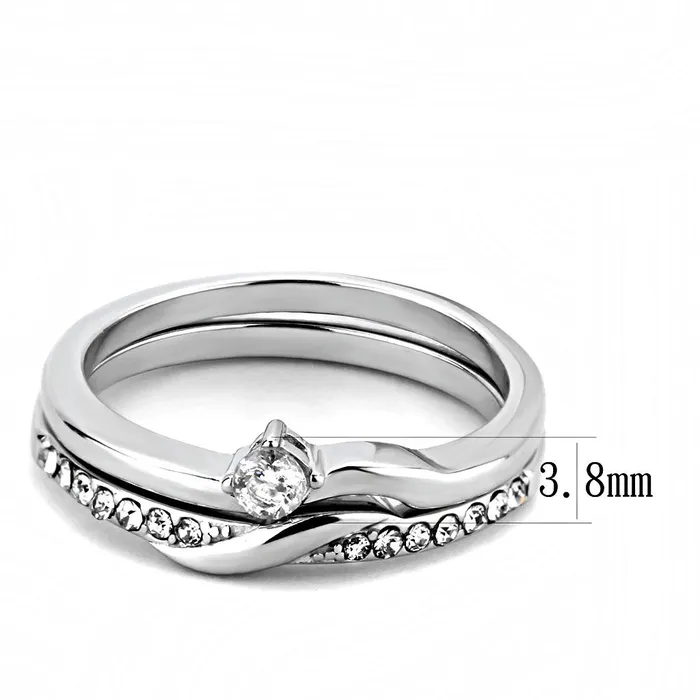 Rings TK3508 High polished no plating Stainless Steel Ring with AAA Grade CZ in Clear Alamode