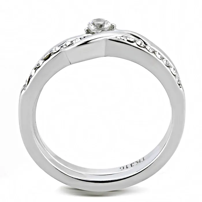 Rings TK3508 High polished no plating Stainless Steel Ring with AAA Grade CZ in Clear Alamode