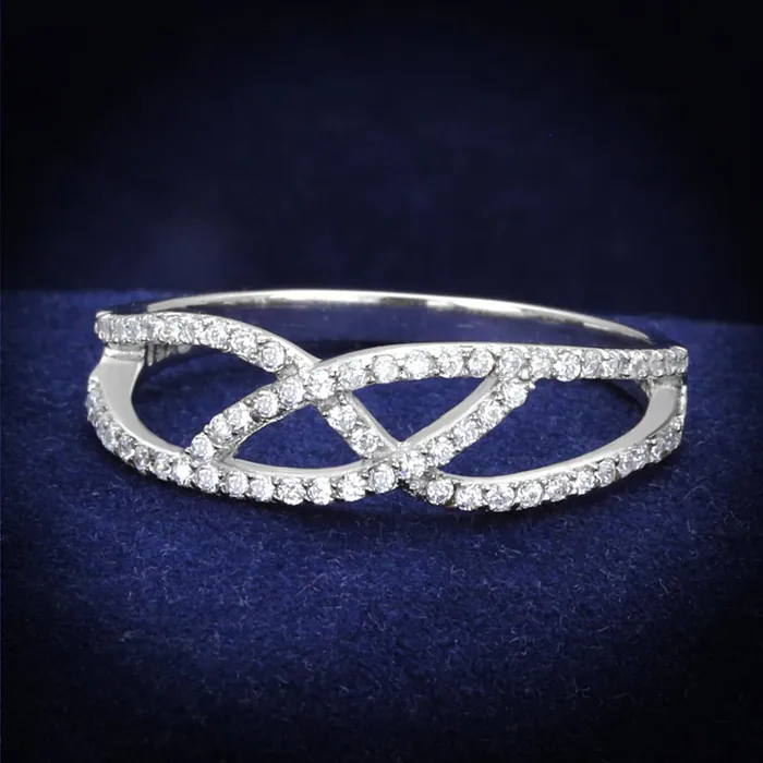 Rings TS201 Rhodium 925 Sterling Silver Ring with AAA Grade CZ in Clear Alamode Rings TS201 Rhodium 925 Sterling Silver Ring with AAA Grade CZ in Clear Alamode
