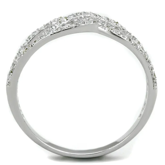Rings TS201 Rhodium 925 Sterling Silver Ring with AAA Grade CZ in Clear Alamode