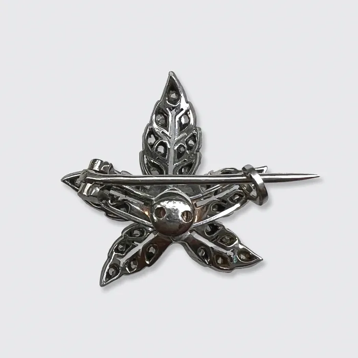 Rings Victorian RoseCut Diamond Maple Leaf Brooch 21stfinds