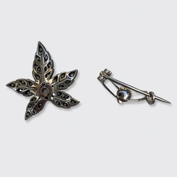 Rings Victorian RoseCut Diamond Maple Leaf Brooch 21stfinds