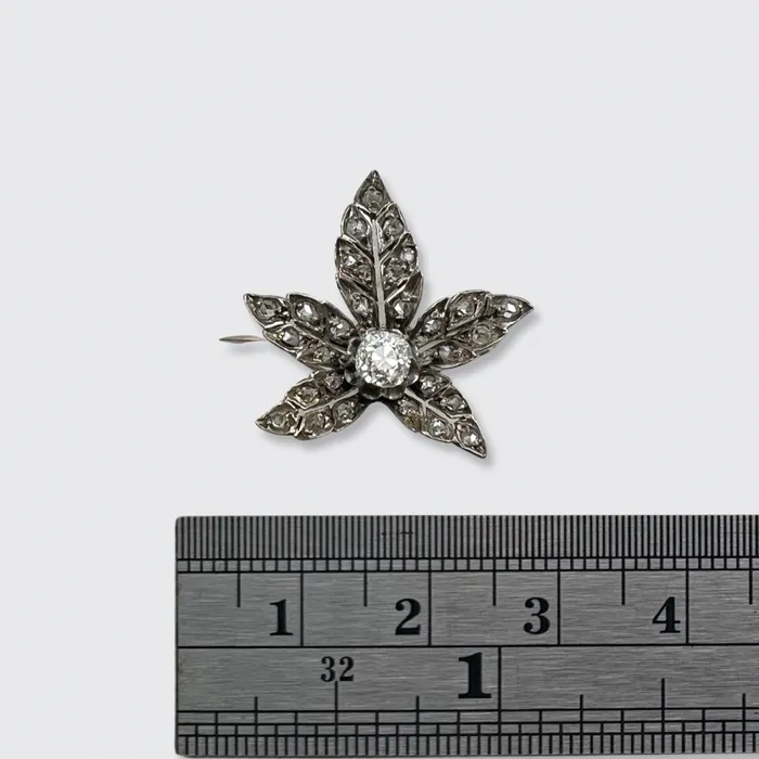 Rings Victorian RoseCut Diamond Maple Leaf Brooch 21stfinds