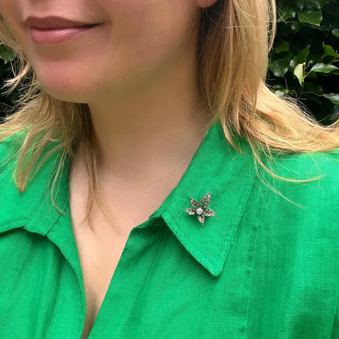 Rings Victorian RoseCut Diamond Maple Leaf Brooch 21stfinds