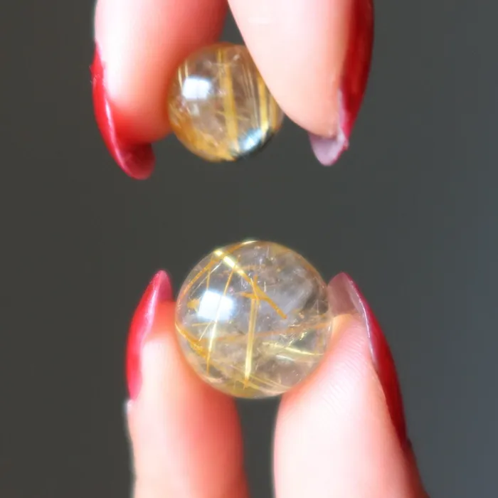Rutilated Quartz Sphere Gold Quality Clear Crystal Ball Satin Crystals PreStyled Sets