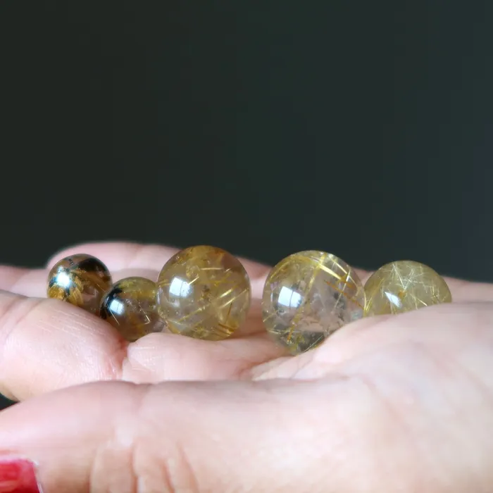 Rutilated Quartz Sphere Gold Quality Clear Crystal Ball Satin Crystals PreStyled Sets