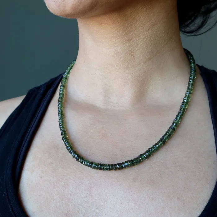 Satin Crystals Necklaces Moldavite Necklace Queen of the Galaxy Faceted Royal Gemstones