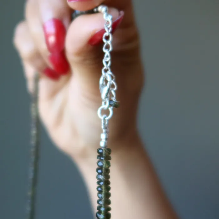 Satin Crystals Necklaces Moldavite Necklace Queen of the Galaxy Faceted Royal Gemstones